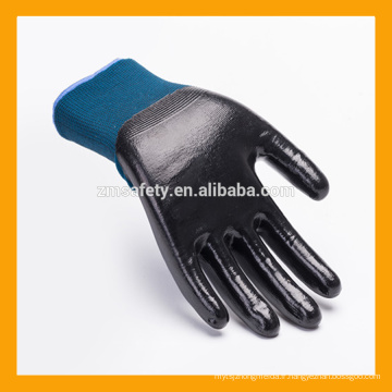 ZMSAFETY Gants en nitrile à haute élasticité en nylon Gants en nitrile résistants à l&#39;huile Gants en nitrile à finition lisse noir